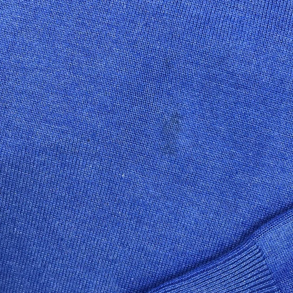 Peter Millar Sweater Mens L Blue Silk Cotton Cashmere Knit V Neck Pullover *Flaw